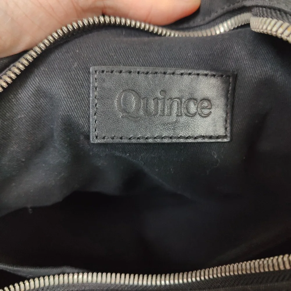 Quince‎ Canvas Backpack Unisex Black Leather Trim Minimalist Commuter Utility